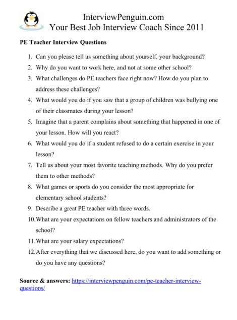 pe teacher interview questions|41 Phys Ed Interview Questions (With Example Answers).